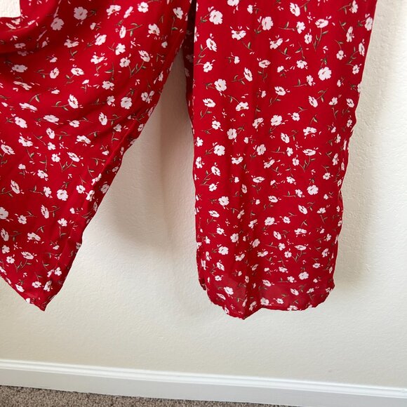 Lulus Jumpsuit Womens Small Red Flirty Floral Print Ruffle S - Picture 6 of 9